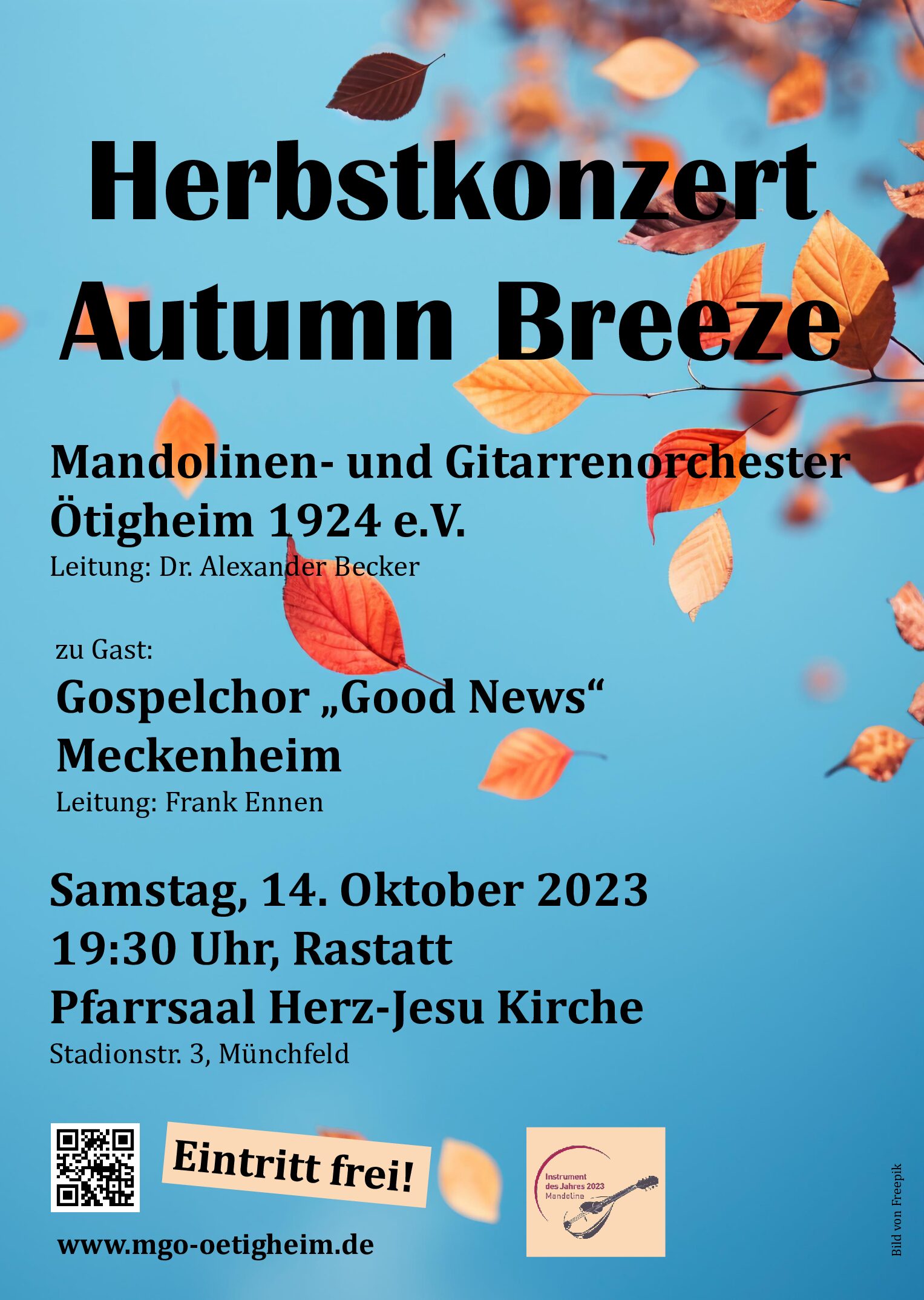 Einladung zum Herbstkonzert „Autumn Breeze“ am Samstag, 14.10.2023